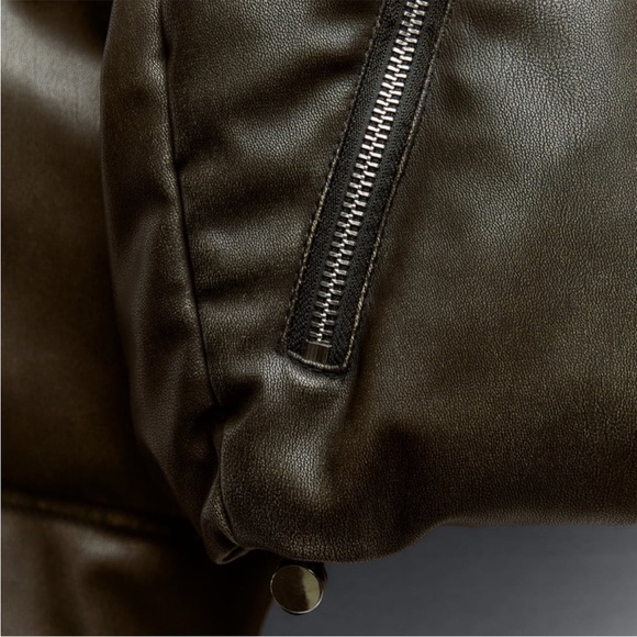 Zara Faux Leather Cropped Puffer Anorak - Picture 7 of 8